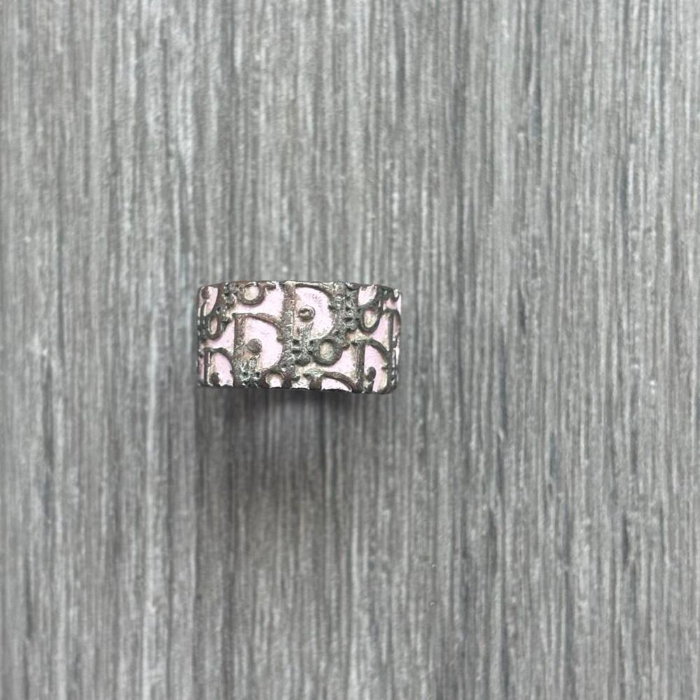 Dior Women's Vintage Trotter Ring Pink/White Size 6